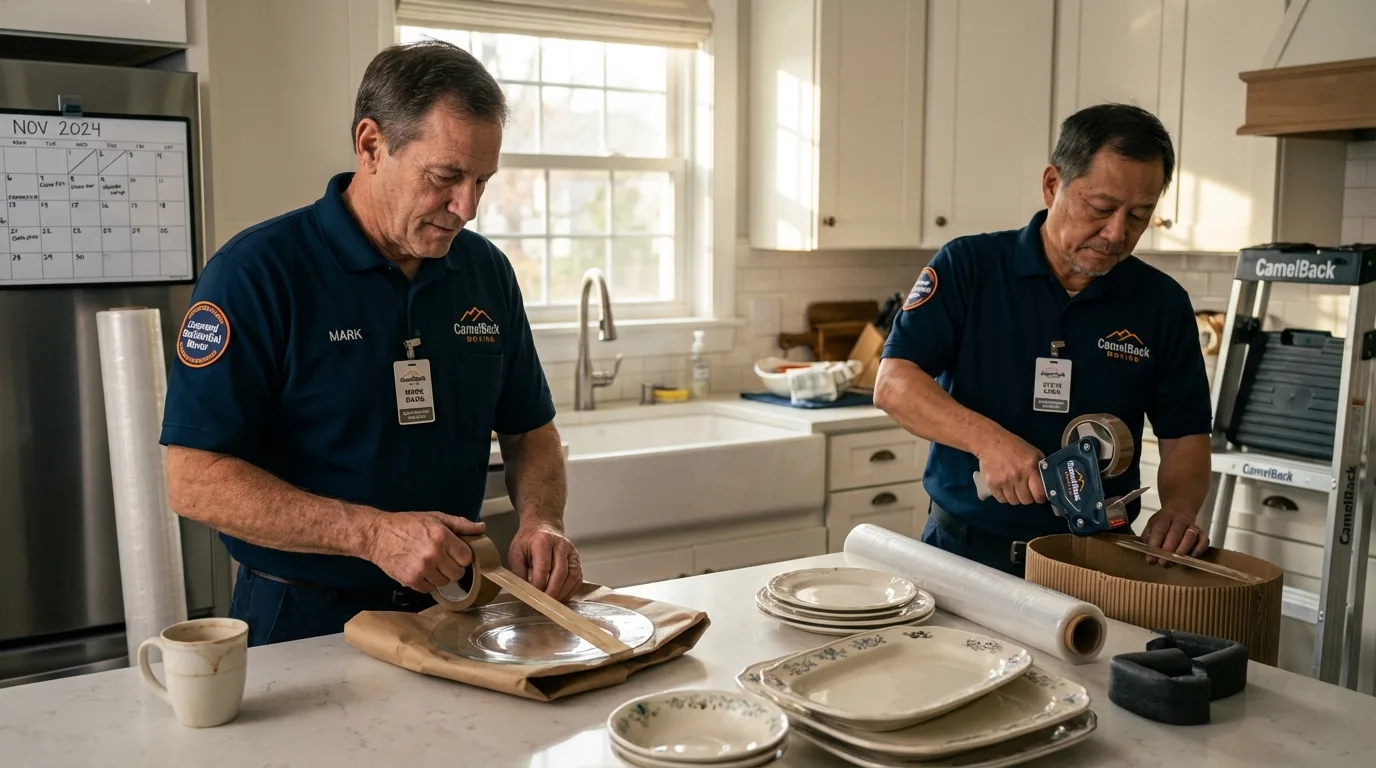Professional crew packing kitchen dishware in Osprey, FL